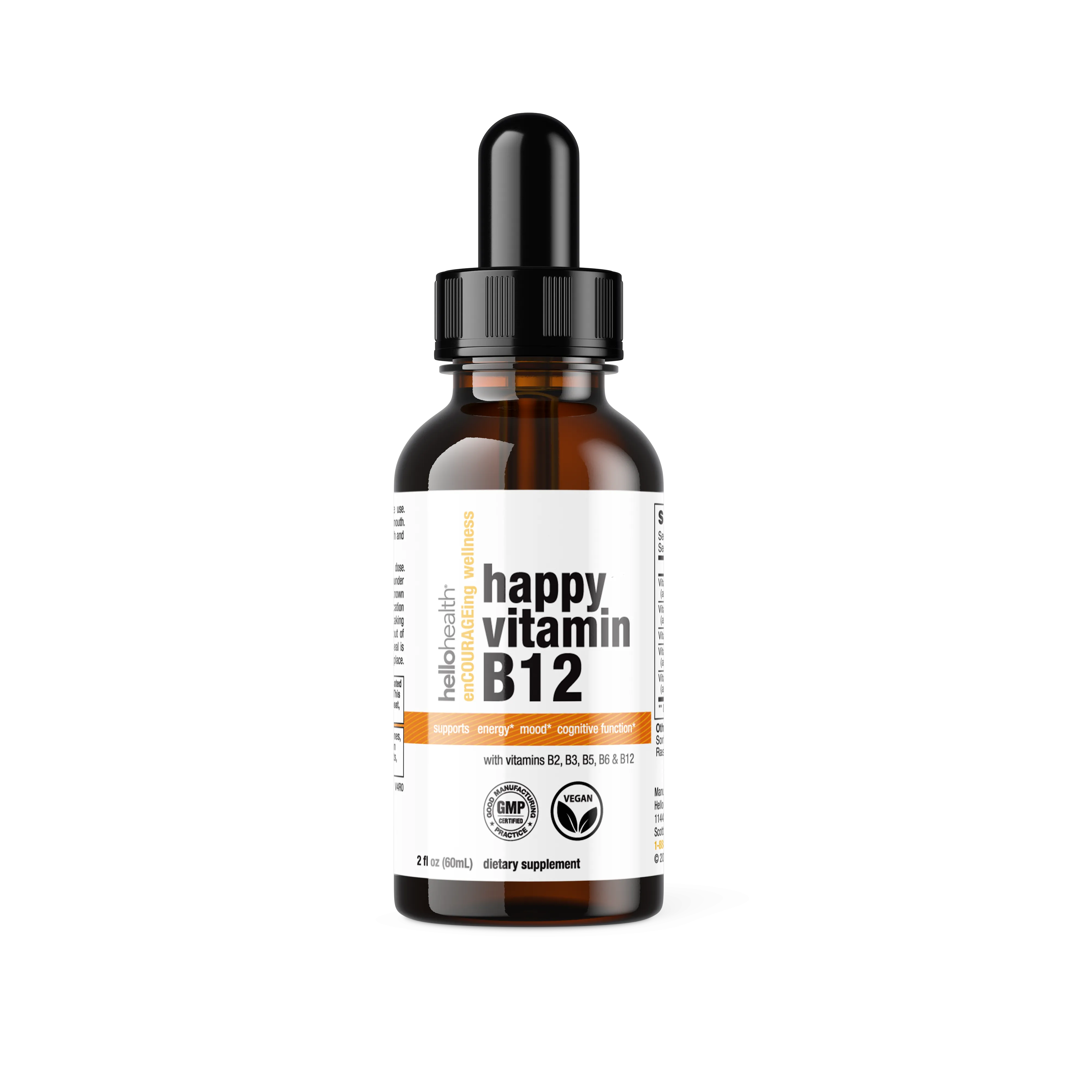 Hello Health Happy Energy Vitamin B12 Plus โ B12 Complex with B2, B3, B5 & B6 for Energy, Focus & Mood Support
