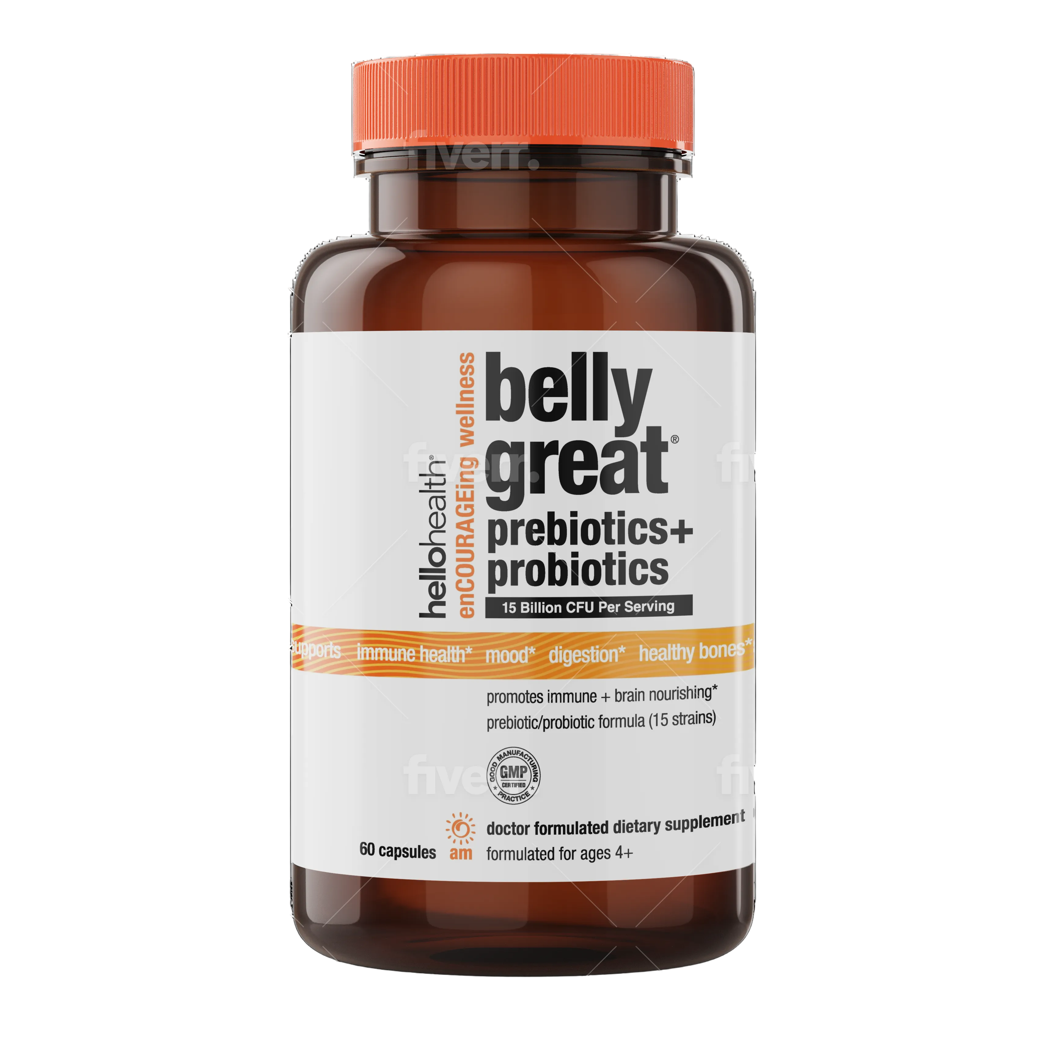 Hello Health 15-in-1 Pre-Probiotics + D3 + Methylfolate capsules - Belly Great
