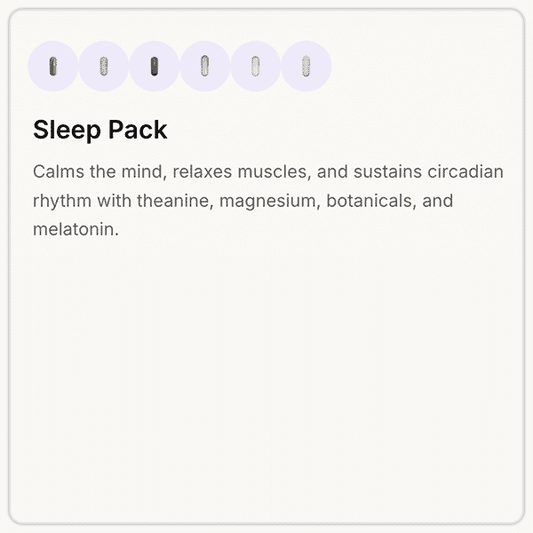 Sleep Pack with Melatonin, Melatonin SR, Glycine, Theanine, Magnesium, Chamomile, Lemon balm & Passionflower