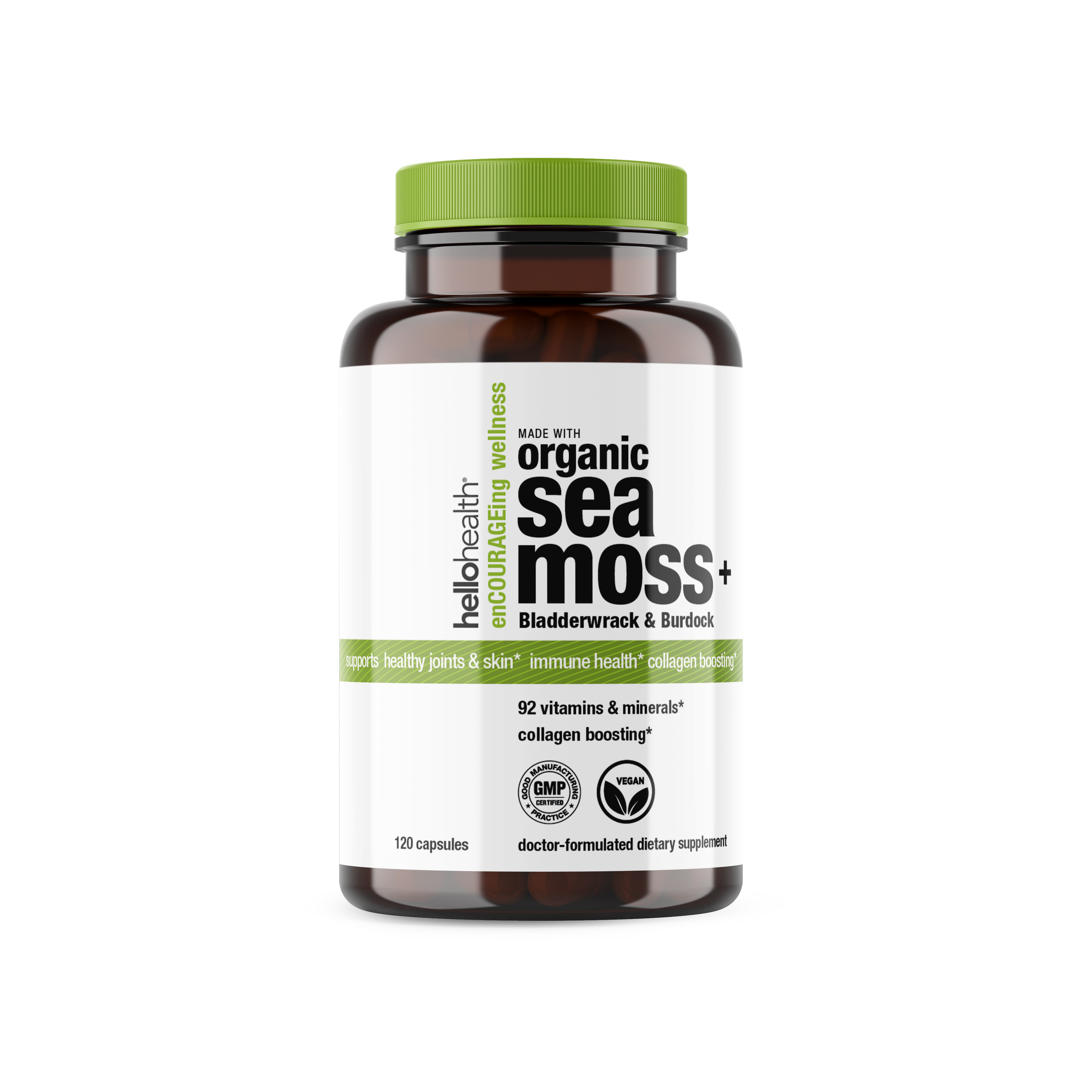 Hello Health Organic Irish Sea Moss, Organic Bladderwrack, & Organic Burdock capsules